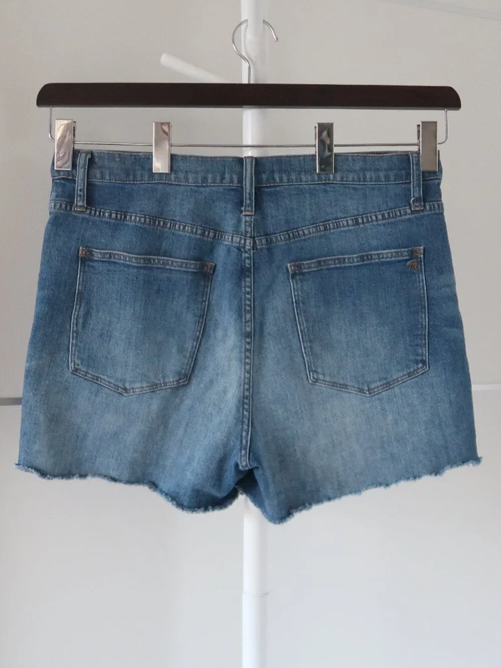 Madewell High Rise Denim Shorts Blue Raw Hem Stretch Jean Cutoff Summer 32
